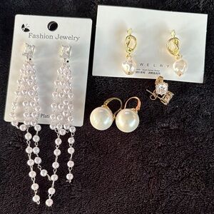 Gold and Pearl Drop Earrings